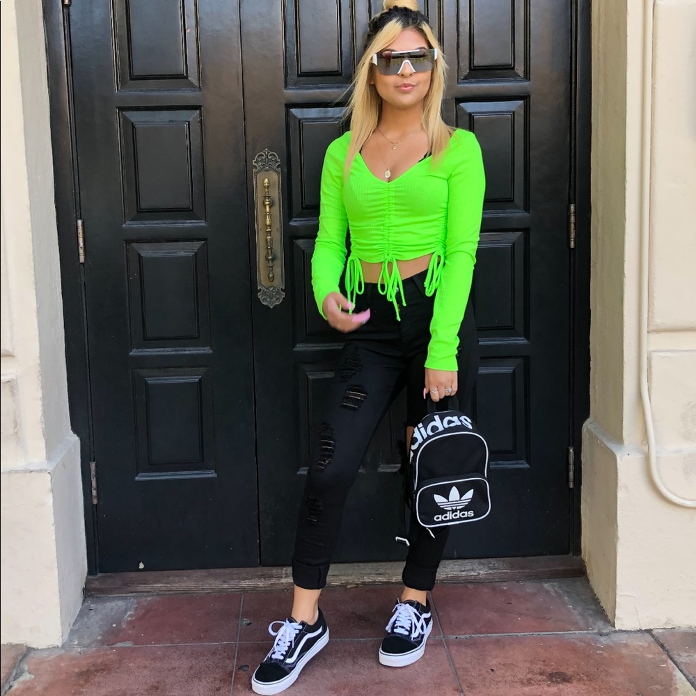 Neon green ruched top